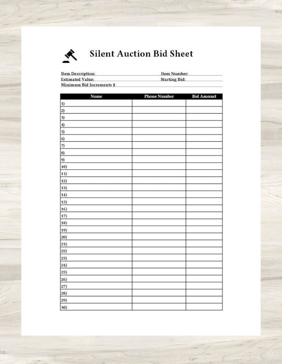 How to Use a Sample Silent Auction Bid Sheet for Your Event