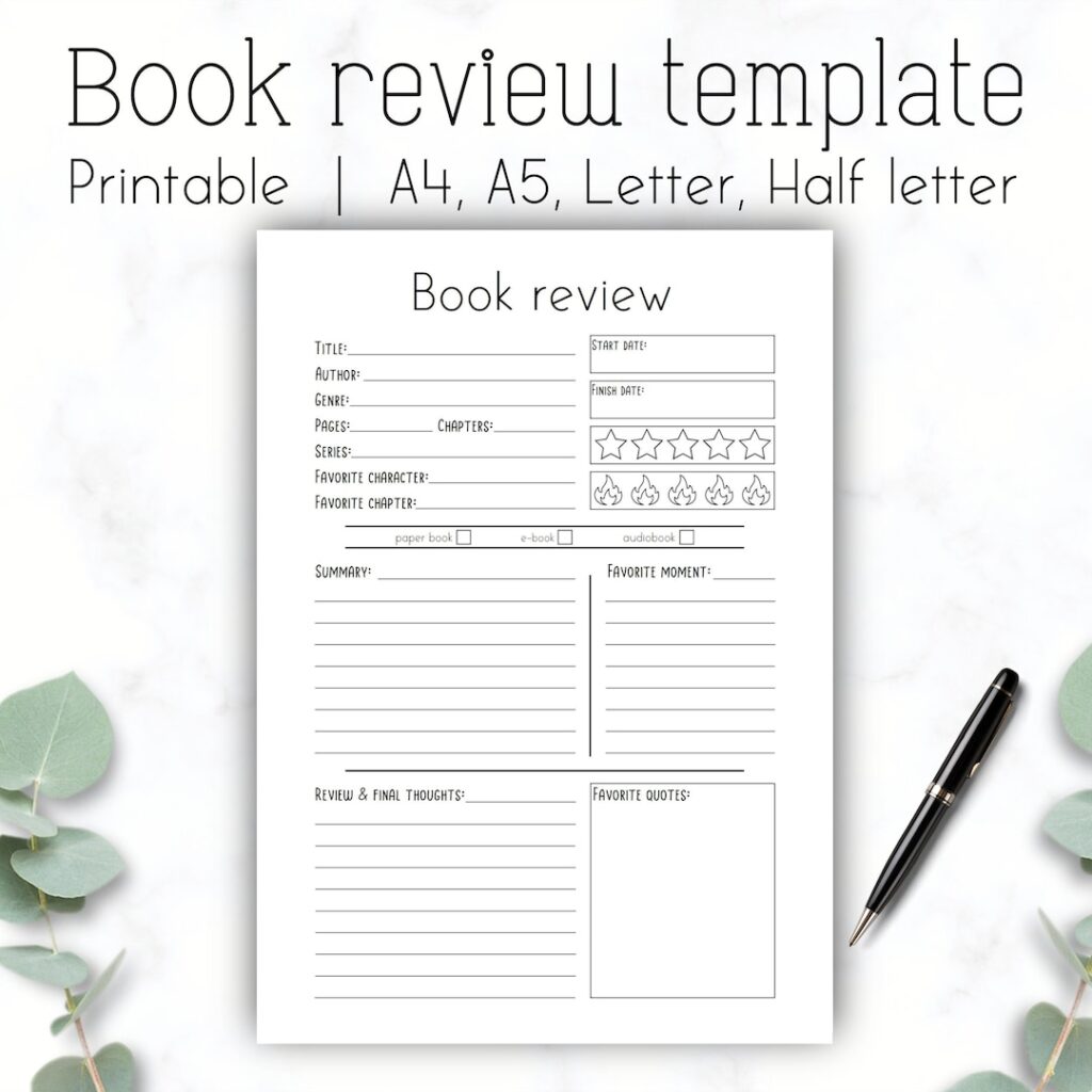 Parent and child discussing a book while looking at a review template