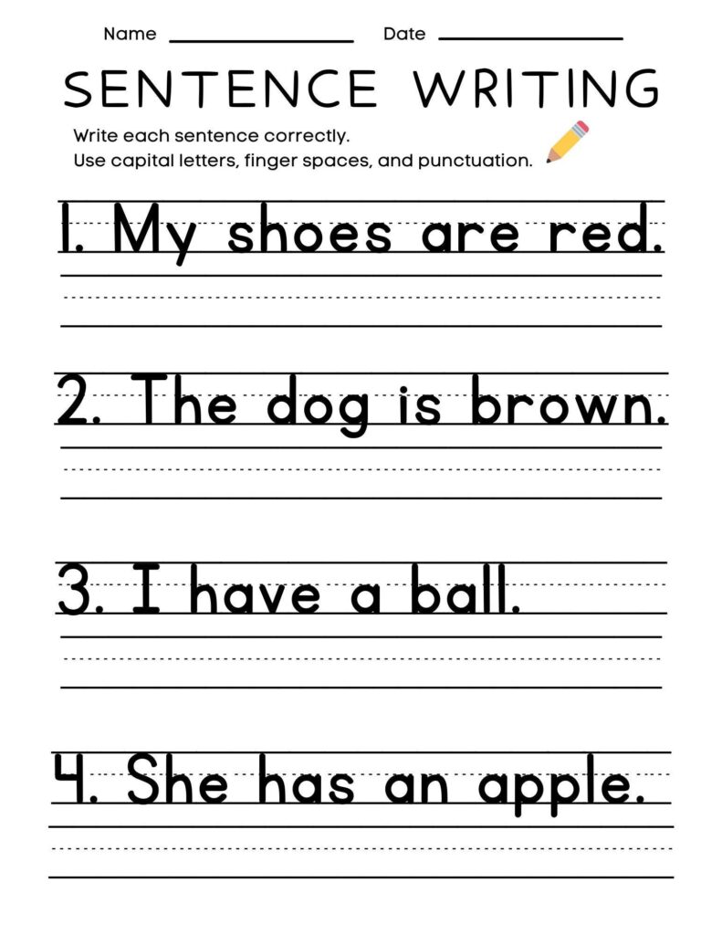 A student comparing two versions of a sentence on their desk