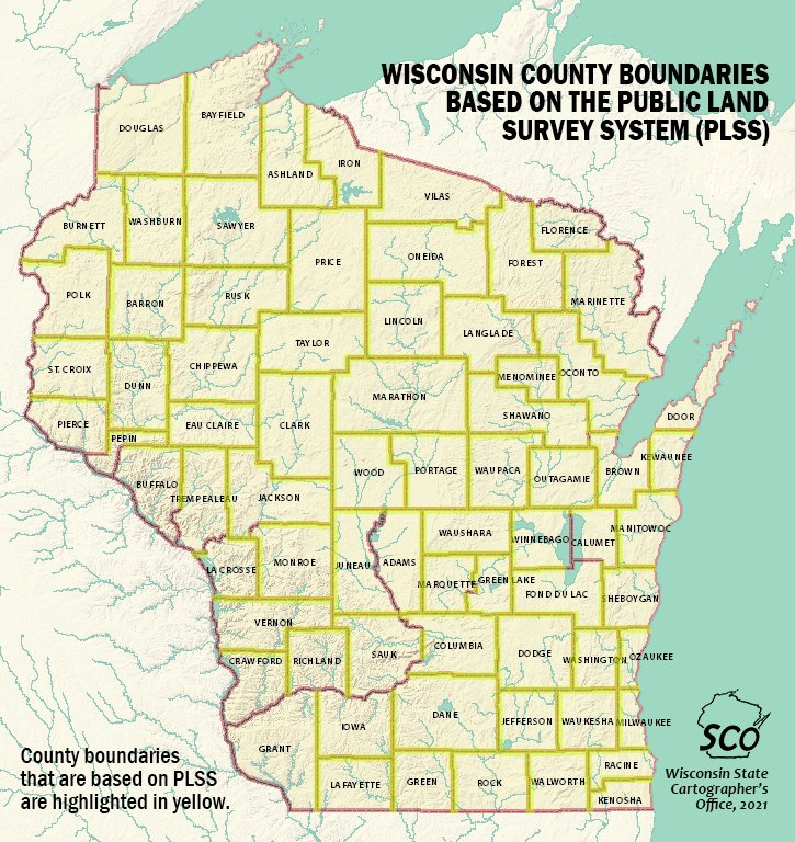 a colorful map of Wisconsin highlighting the distinct individual county borders