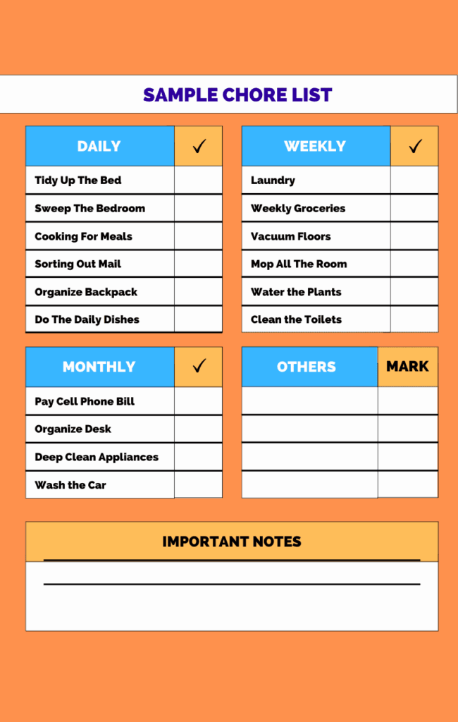 A minimalist paper checklist hanging on a refrigerator door