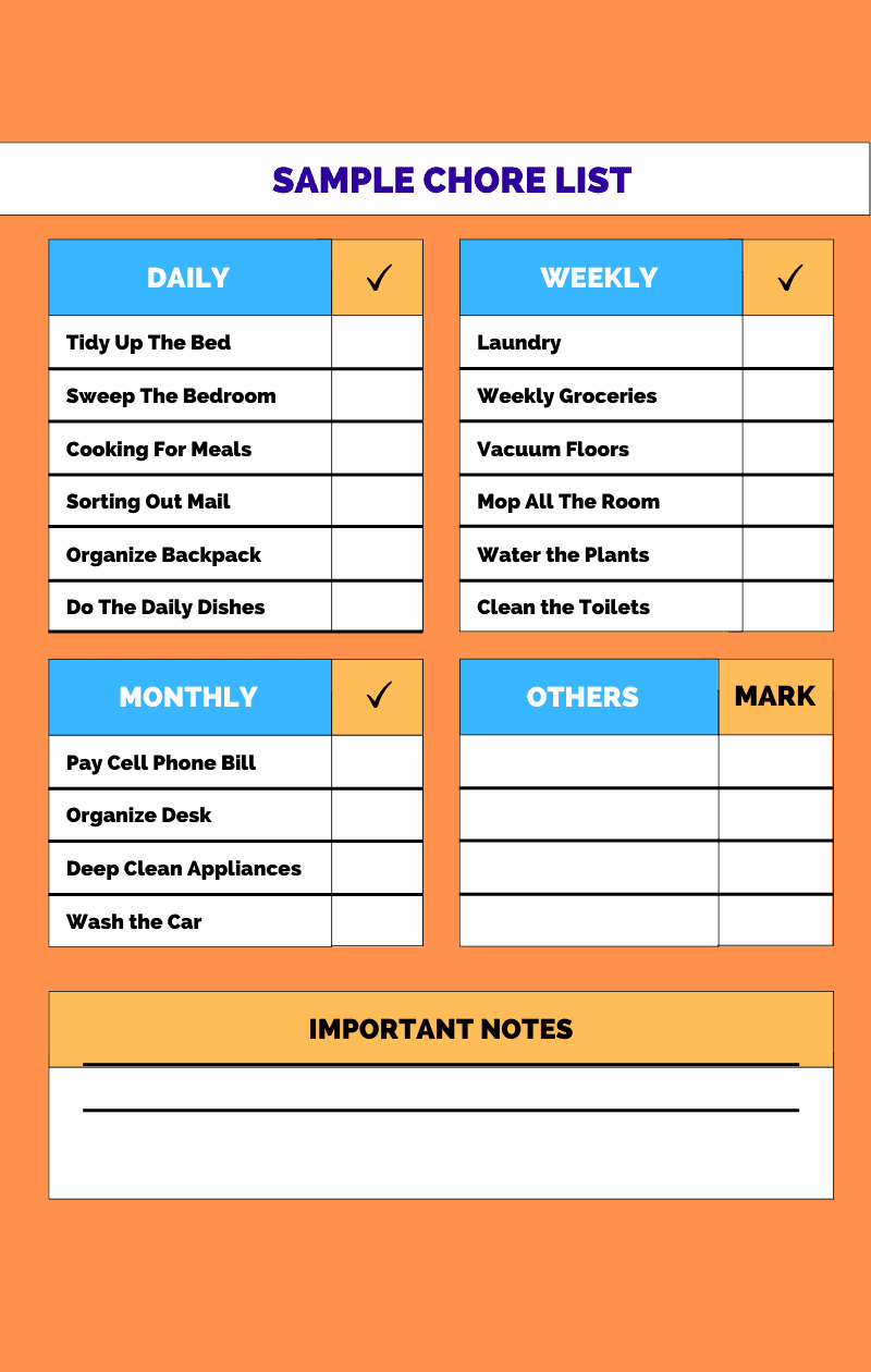 A minimalist paper checklist hanging on a refrigerator door